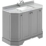 Old London 1000mm Angled Freestanding Vanity Unit & Basin, Square Bowl, 4 Door Storm Grey LOF284