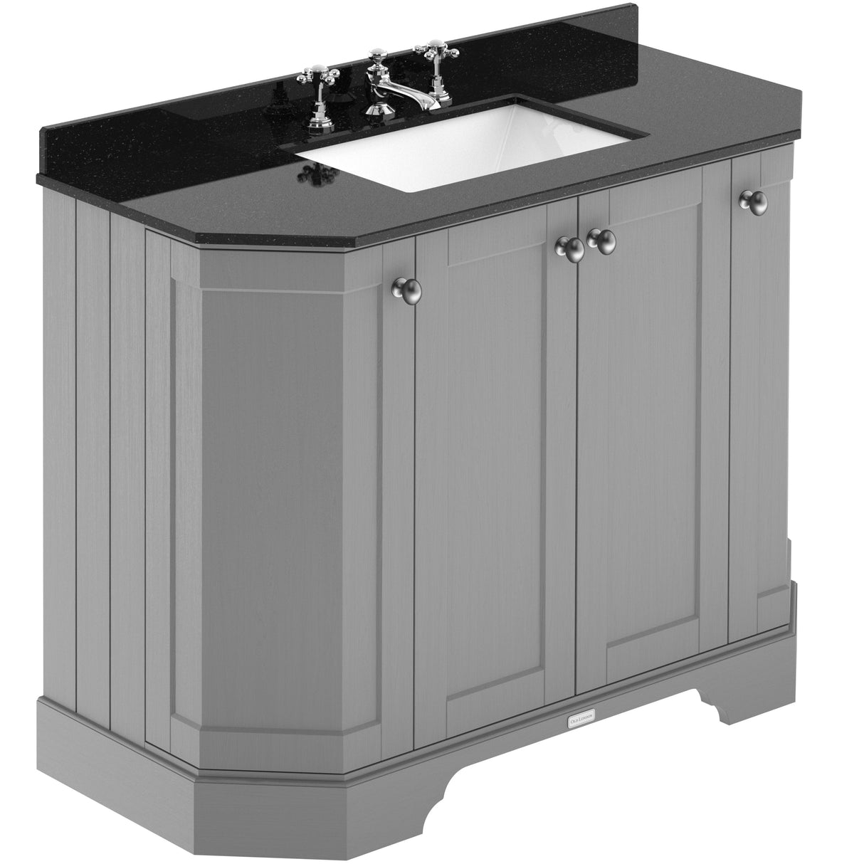 Old London 1000mm Angled Freestanding Vanity Unit & Basin, Square Bowl, 4 Door Storm Grey LOF285