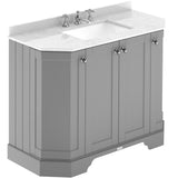 Old London 1000mm Angled Freestanding Vanity Unit & Basin, Square Bowl, 4 Door Storm Grey LOF286