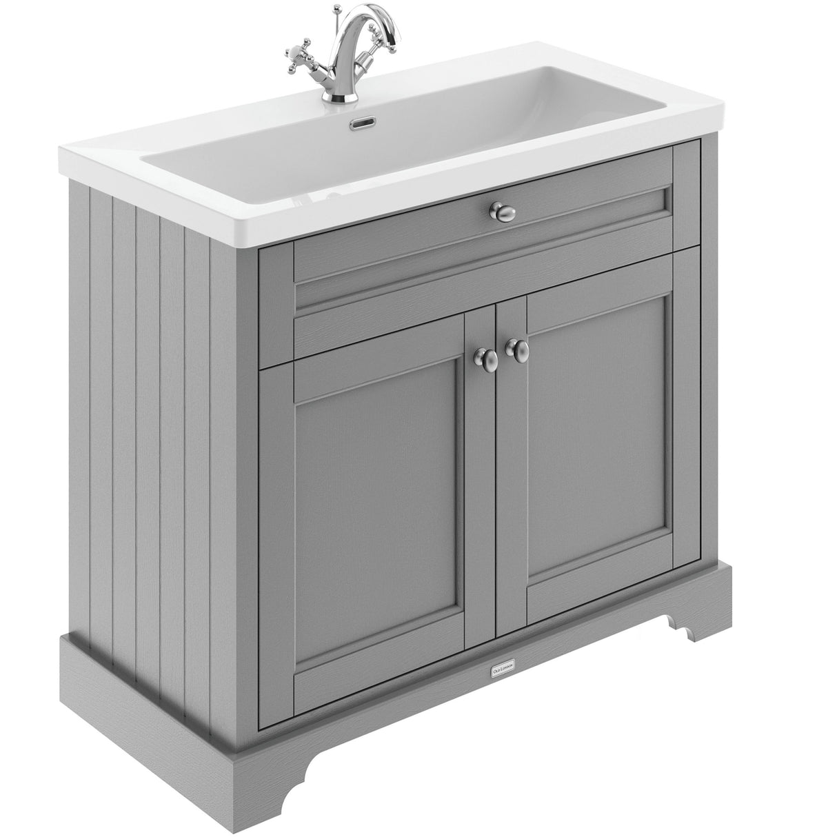 Old London 1000mm Freestanding Vanity Unit & Basin, 2 Door Storm Grey LOF288