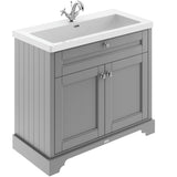 Old London 1000mm Freestanding Vanity Unit & Basin, 2 Door Storm Grey LOF288