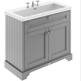 Old London 1000mm Freestanding Vanity Unit & Basin, 2 Door Storm Grey LOF289