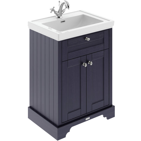 Old London 600mm Freestanding Vanity Unit & Basin, 2 Door Twilight Blue LOF301
