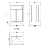 Old London 600mm Freestanding Vanity Unit & Basin, 2 Door Twilight Blue LOF301 LD