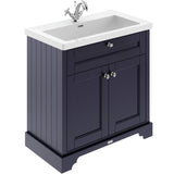 Old London 800mm Freestanding Vanity Unit & Basin, 2 Door Twilight Blue LOF302