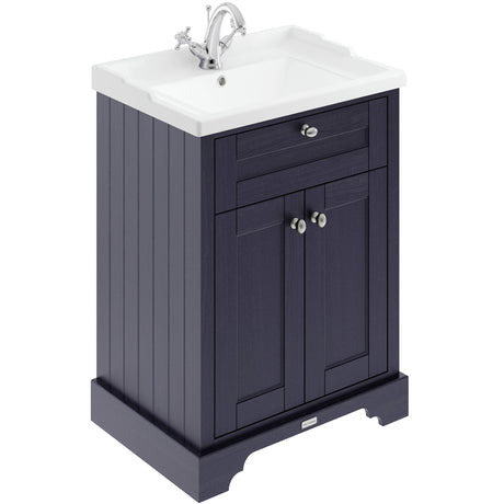 Old London 600mm Freestanding Vanity Unit & Basin, 2 Door Twilight Blue LOF303