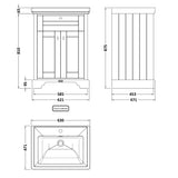 Old London 600mm Freestanding Vanity Unit & Basin, 2 Door Twilight Blue LOF304 LD