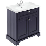 Old London 800mm Freestanding Vanity Unit & Basin, 2 Door Twilight Blue LOF305