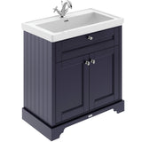 Old London 800mm Freestanding Vanity Unit & Basin, 2 Door Twilight Blue LOF306