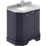 Old London 750mm Angled Freestanding Vanity Unit & Basin, Square Bowl, 3 Door Twilight Blue LOF316