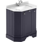 Old London 750mm Angled Freestanding Vanity Unit & Basin, Square Bowl, 3 Door Twilight Blue LOF317