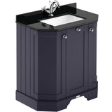 Old London 750mm Angled Freestanding Vanity Unit & Basin, Square Bowl, 3 Door Twilight Blue LOF318