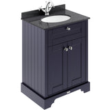 Old London 600mm Freestanding Vanity Unit & Basin, Round Bowl, 2 Door Twilight Blue LOF321
