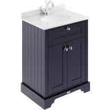 Old London 600mm Freestanding Vanity Unit & Basin, Round Bowl, 2 Door Twilight Blue LOF322