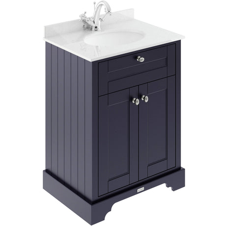 Old London 600mm Freestanding Vanity Unit & Basin, Round Bowl, 2 Door Twilight Blue LOF322