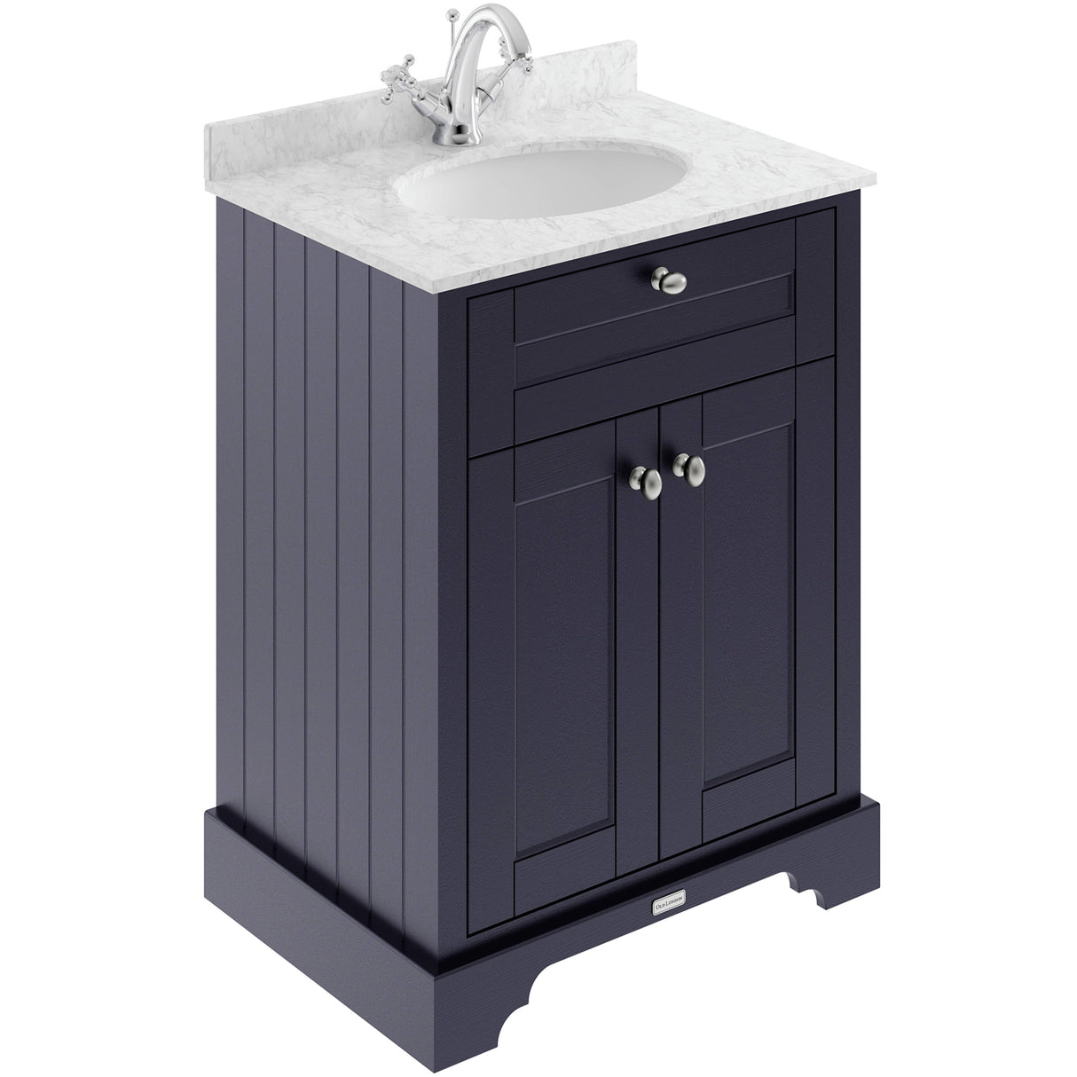 Old London 600mm Freestanding Vanity Unit & Basin, Round Bowl, 2 Door Twilight Blue LOF323