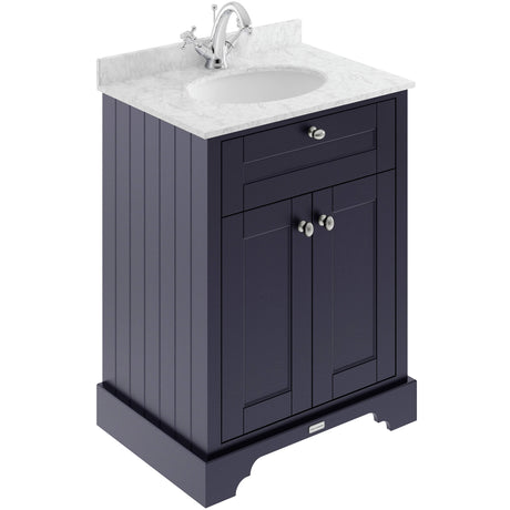 Old London 600mm Freestanding Vanity Unit & Basin, Round Bowl, 2 Door Twilight Blue LOF323