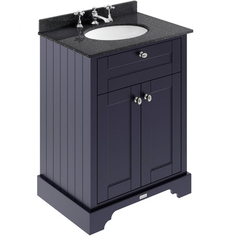 Old London 600mm Freestanding Vanity Unit & Basin, Round Bowl, 2 Door Twilight Blue LOF324