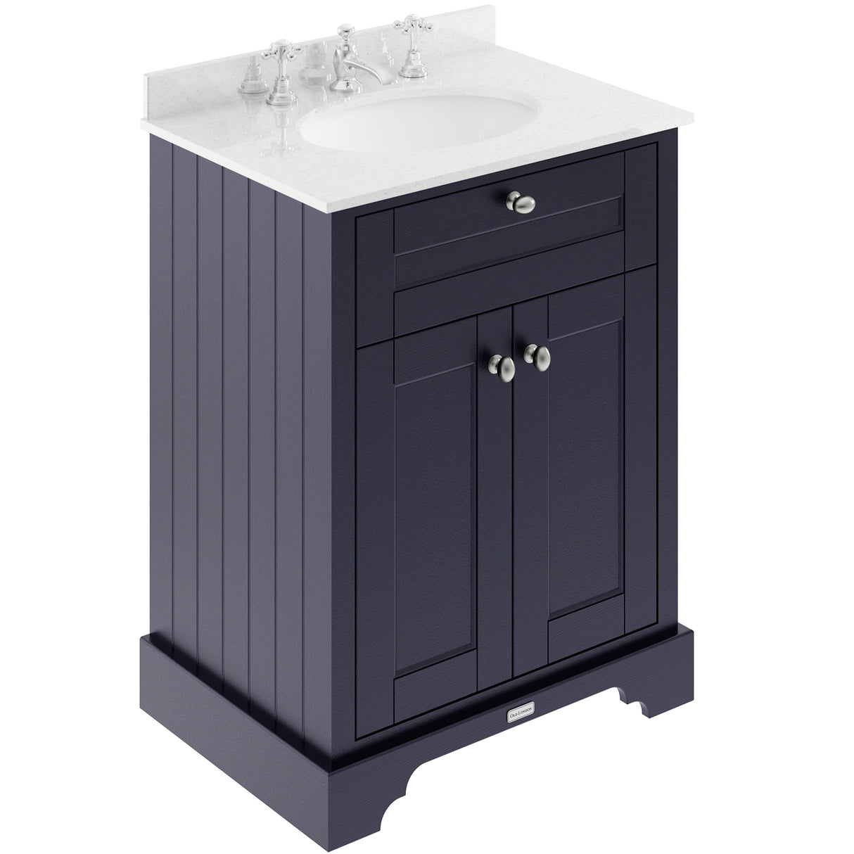 Old London 600mm Freestanding Vanity Unit & Basin, Round Bowl, 2 Door Twilight Blue LOF325