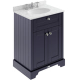Old London 600mm Freestanding Vanity Unit & Basin, Round Bowl, 2 Door Twilight Blue LOF326