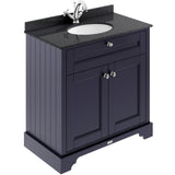 Old London 800mm Freestanding Vanity Unit & Basin, Round Bowl, 2 Door Twilight Blue LOF327