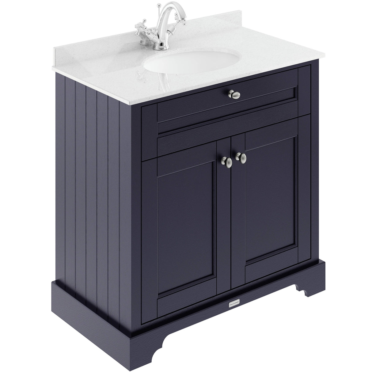 Old London 800mm Freestanding Vanity Unit & Basin, Round Bowl, 2 Door Twilight Blue LOF328
