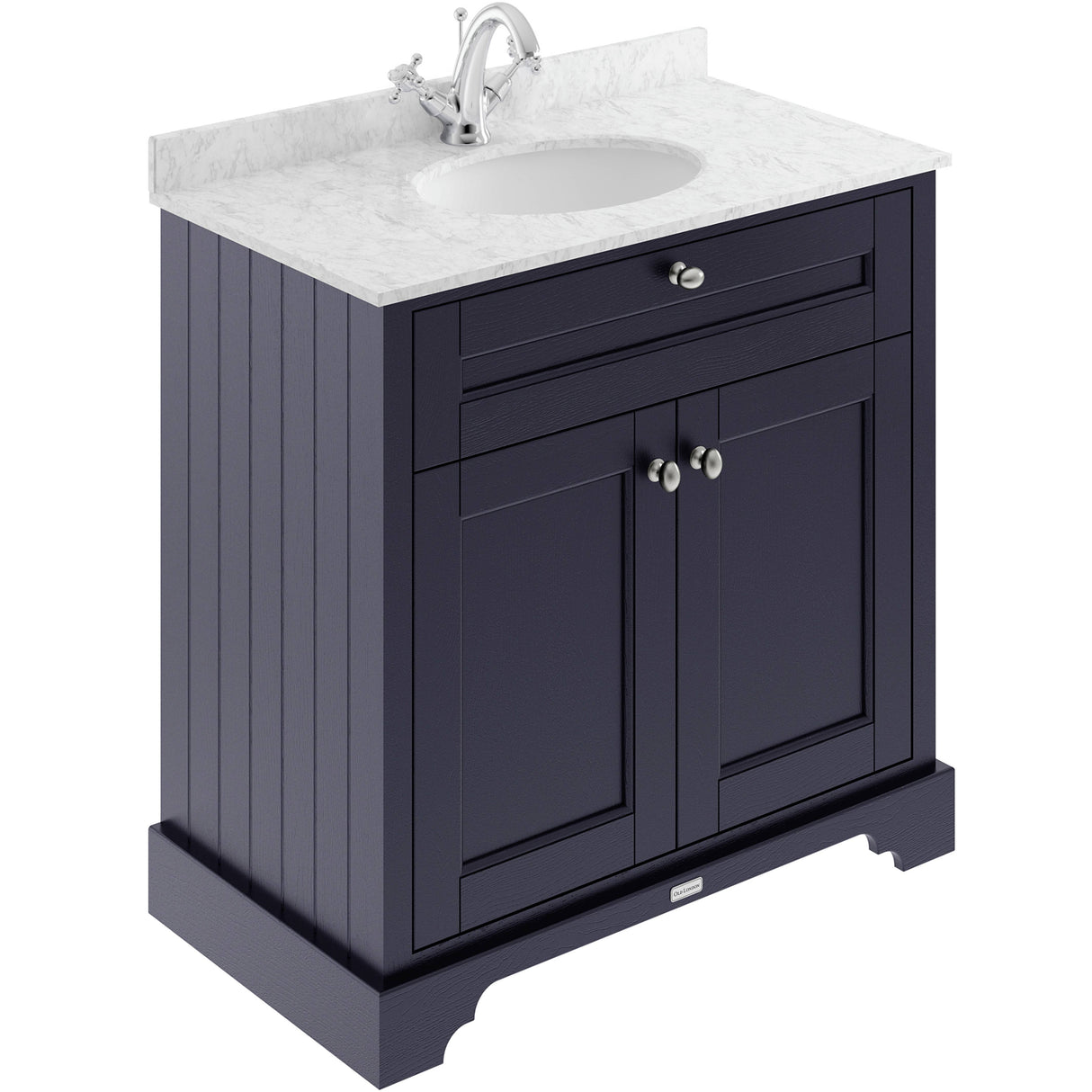 Old London 800mm Freestanding Vanity Unit & Basin, Round Bowl, 2 Door Twilight Blue LOF329