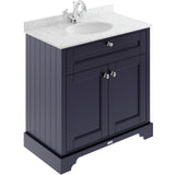 Old London 800mm Freestanding Vanity Unit & Basin, Round Bowl, 2 Door Twilight Blue LOF329