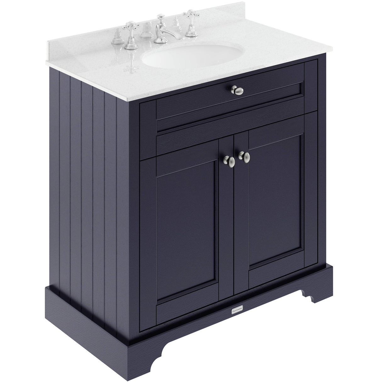 Old London 800mm Freestanding Vanity Unit & Basin, Round Bowl, 2 Door Twilight Blue LOF331