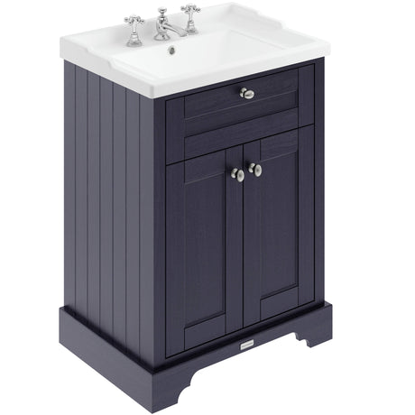 Old London 600mm Freestanding Vanity Unit & Basin, 2 Door Twilight Blue LOF333