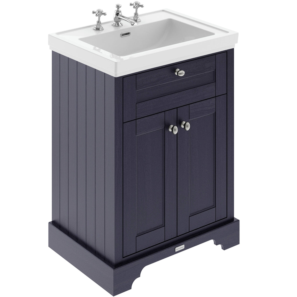 Old London 600mm Freestanding Vanity Unit & Basin, 2 Door Twilight Blue LOF334