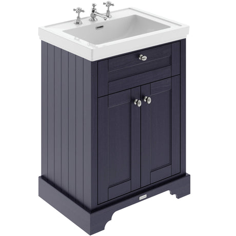 Old London 600mm Freestanding Vanity Unit & Basin, 2 Door Twilight Blue LOF334