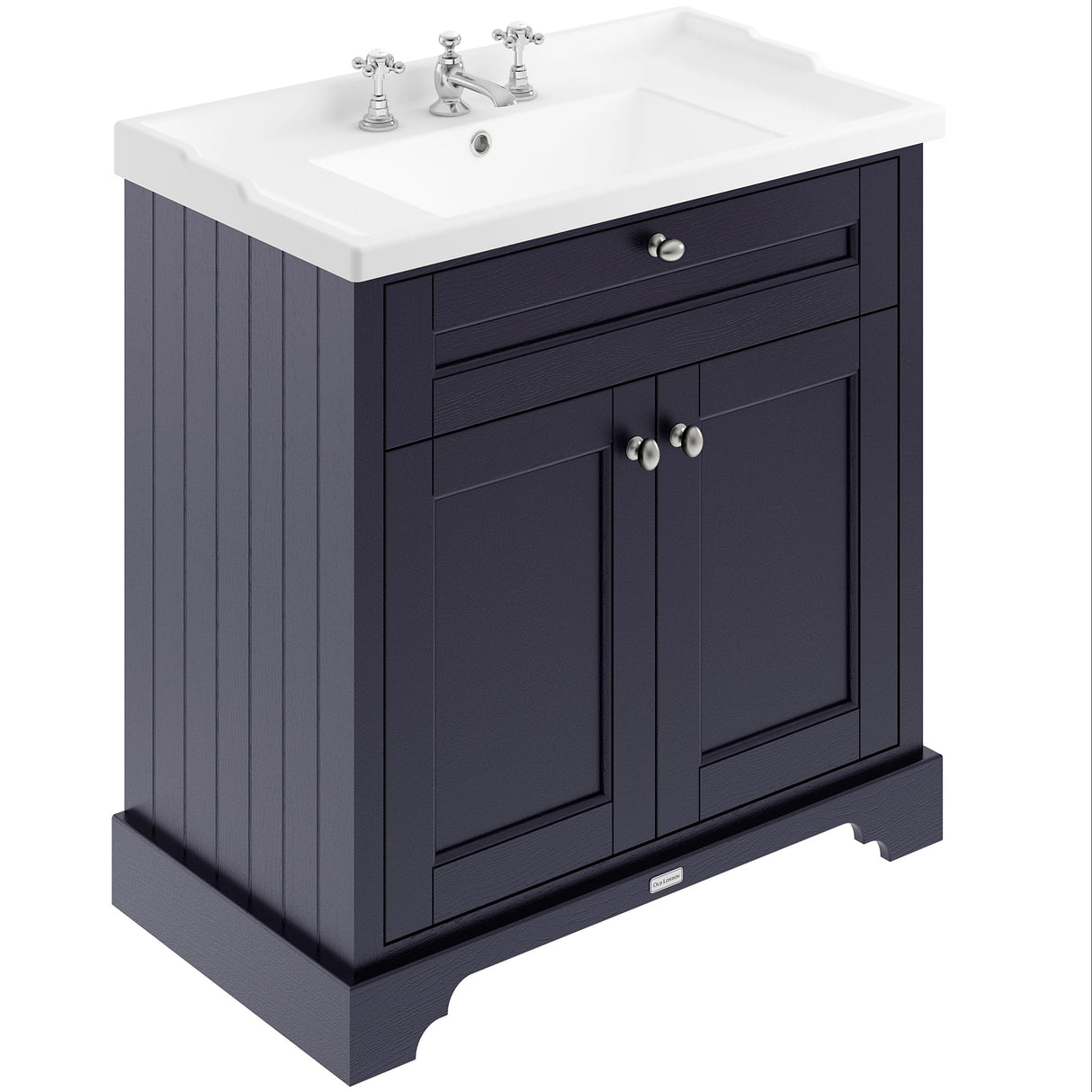 Old London 800mm Freestanding Vanity Unit & Basin, 2 Door Twilight Blue LOF335