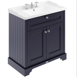 Old London 800mm Freestanding Vanity Unit & Basin, 2 Door Twilight Blue LOF335