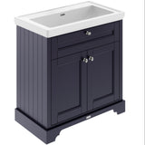 Old London 800mm Freestanding Vanity Unit & Basin, 2 Door Twilight Blue LOF346