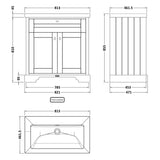 Old London 800mm Freestanding Vanity Unit & Basin, 2 Door Twilight Blue LOF346 LD