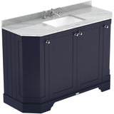 Old London 1200mm Angled Freestanding Vanity Unit & Basin, Square Bowl, 4 Door Twilight Blue LOF357