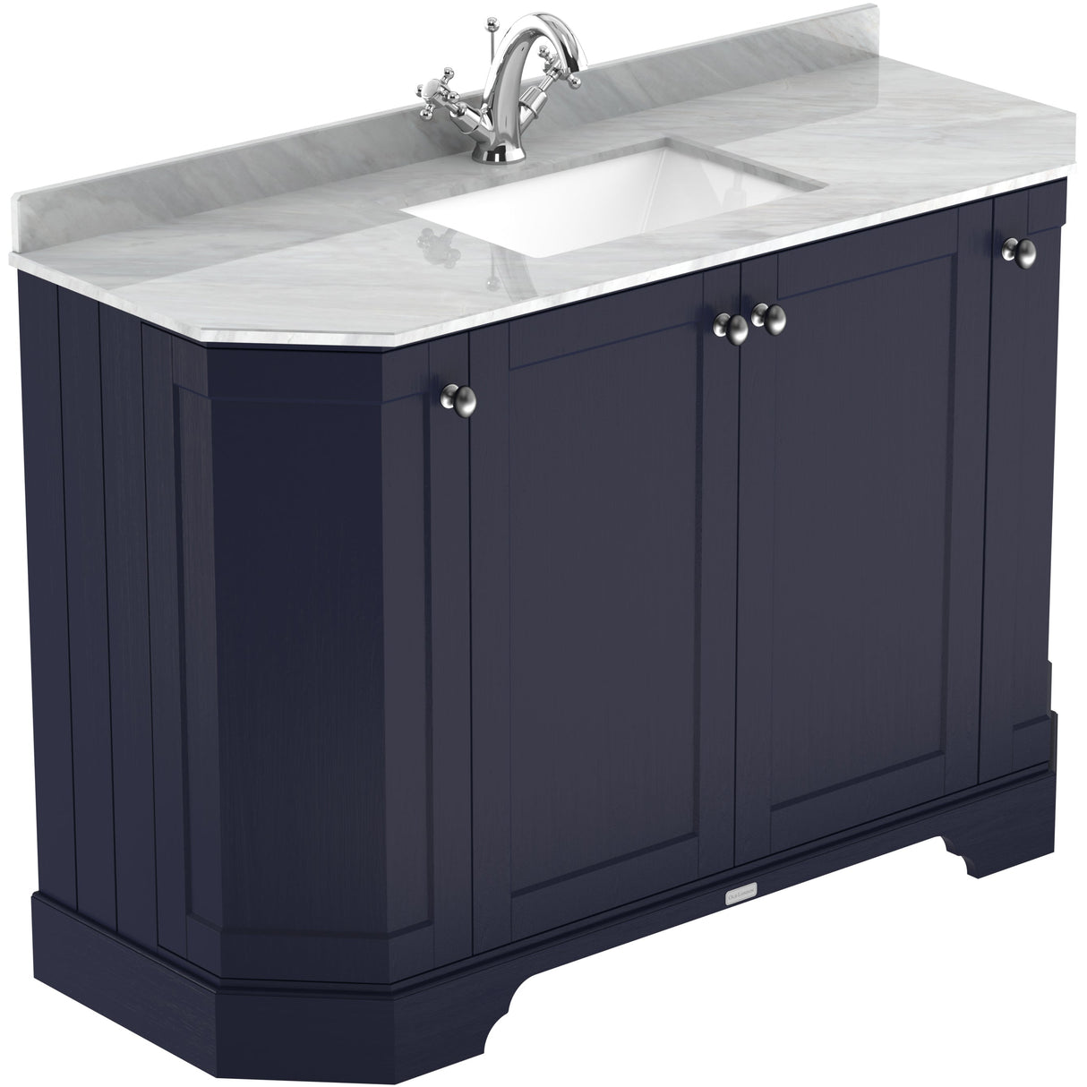 Old London 1200mm Angled Freestanding Vanity Unit & Basin, Square Bowl, 4 Door Twilight Blue LOF360