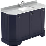 Old London 1200mm Angled Freestanding Vanity Unit & Basin, Square Bowl, 4 Door Twilight Blue LOF360
