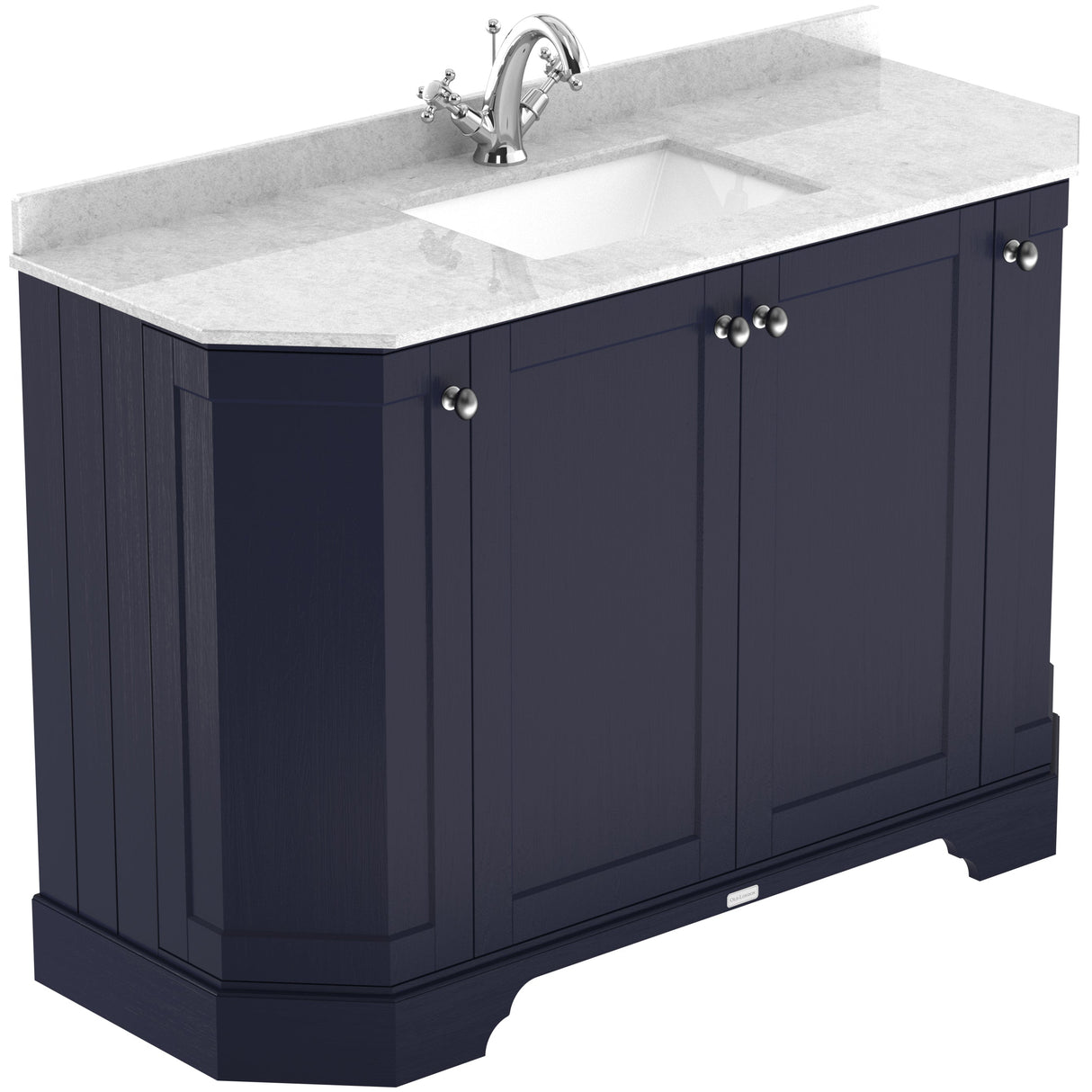Old London 1200mm Angled Freestanding Vanity Unit & Basin, Square Bowl, 4 Door Twilight Blue LOF361