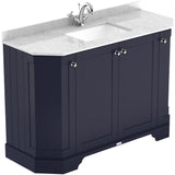Old London 1200mm Angled Freestanding Vanity Unit & Basin, Square Bowl, 4 Door Twilight Blue LOF361