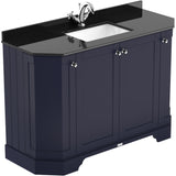 Old London 1200mm Angled Freestanding Vanity Unit & Basin, Square Bowl, 4 Door Twilight Blue LOF362