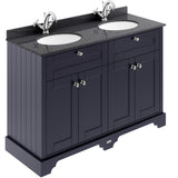 Old London 1200mm Freestanding Vanity Unit & Basin, Round Bowl, 4 Door Twilight Blue LOF363