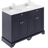 Old London 1200mm Freestanding Vanity Unit & Basin, Round Bowl, 4 Door Twilight Blue LOF364