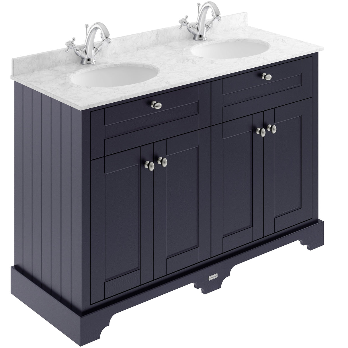 Old London 1200mm Freestanding Vanity Unit & Basin, Round Bowl, 4 Door Twilight Blue LOF365