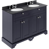 Old London 1200mm Freestanding Vanity Unit & Basin, Round Bowl, 4 Door Twilight Blue LOF366