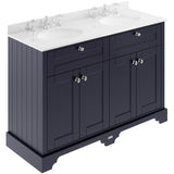Old London 1200mm Freestanding Vanity Unit & Basin, Round Bowl, 4 Door Twilight Blue LOF367