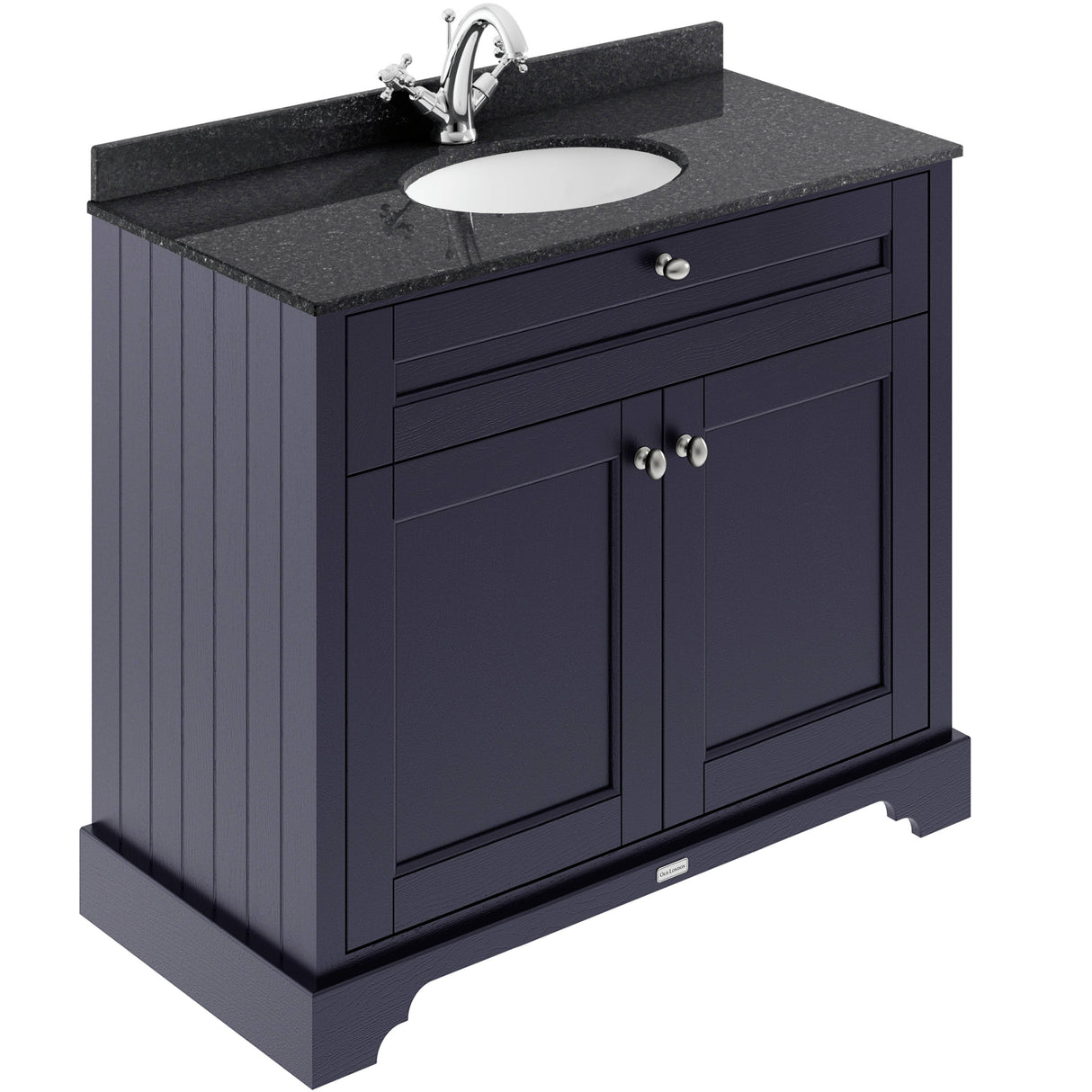 Old London 1000mm Freestanding Vanity Unit & Basin, Round Bowl, 2 Door Twilight Blue LOF376
