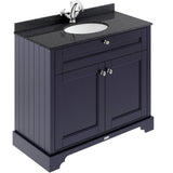 Old London 1000mm Freestanding Vanity Unit & Basin, Round Bowl, 2 Door Twilight Blue LOF376