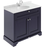 Old London 1000mm Freestanding Vanity Unit & Basin, Round Bowl, 2 Door Twilight Blue LOF378